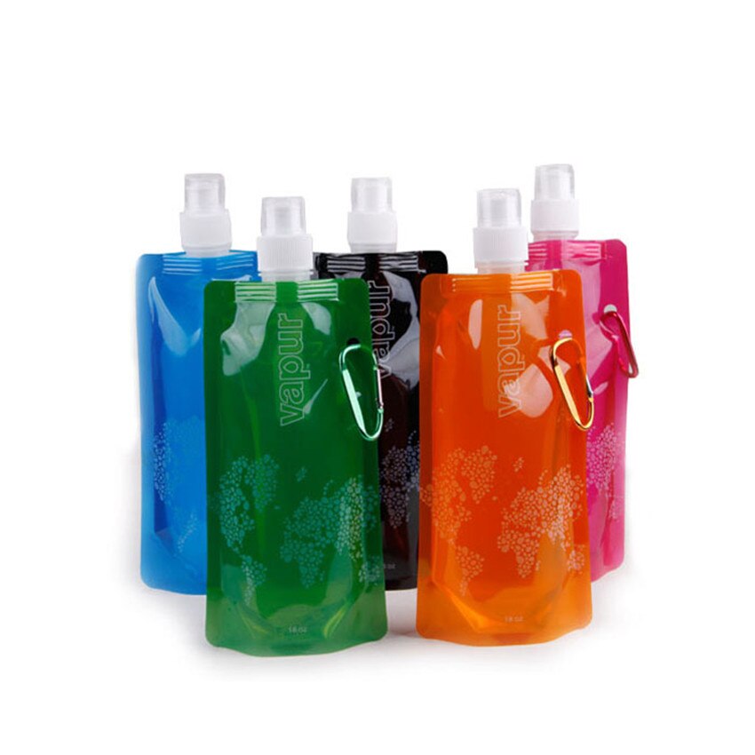 Colorful Folding Travel Water Bottle with Hook